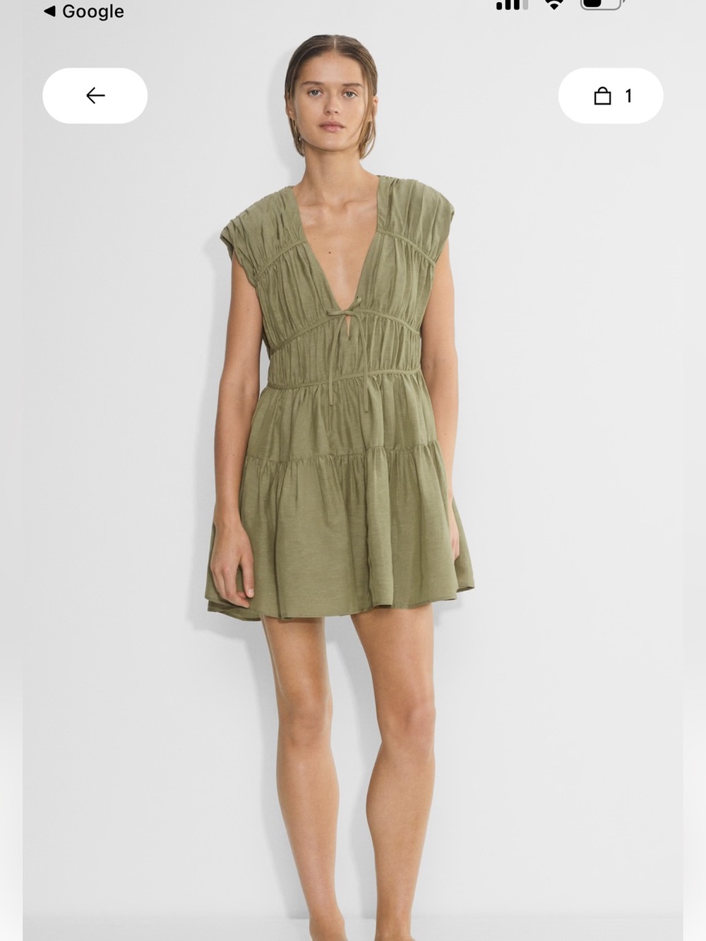 Aritzia Olive Green Tiered Mini Skirt